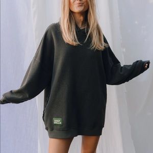 Daily Drills Oversized Hoodie Dress in Vintage Black
